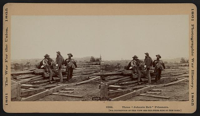 Three Confederate prisoners on Seminary Ridge, Gettysburg – Mathew Brady photograph, July 1863, Library of Congress